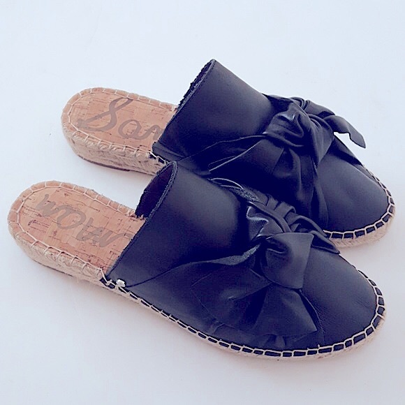 🖤🎀Sam Edelman Comfy Chic ‘Lynda’ Black Leather Bow Slipons Mules 7.5 🎀🖤 - Picture 11 of 16